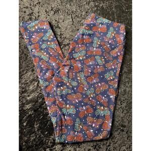 LuLaRoe Leggings One Size OS Butterfly Blue Red Purple Soft High Rise NWOT